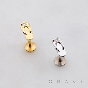 SANDAL SLIPPER BEACH STUD THREADLESS (PUSH IN) 316L SURGICAL STEEL LABRET SET